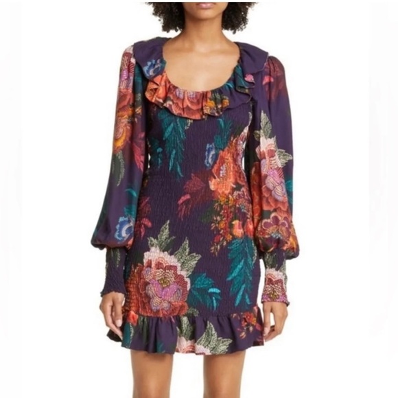 FARM Rio Dresses & Skirts - FARM Rio flower scarves smocked dress